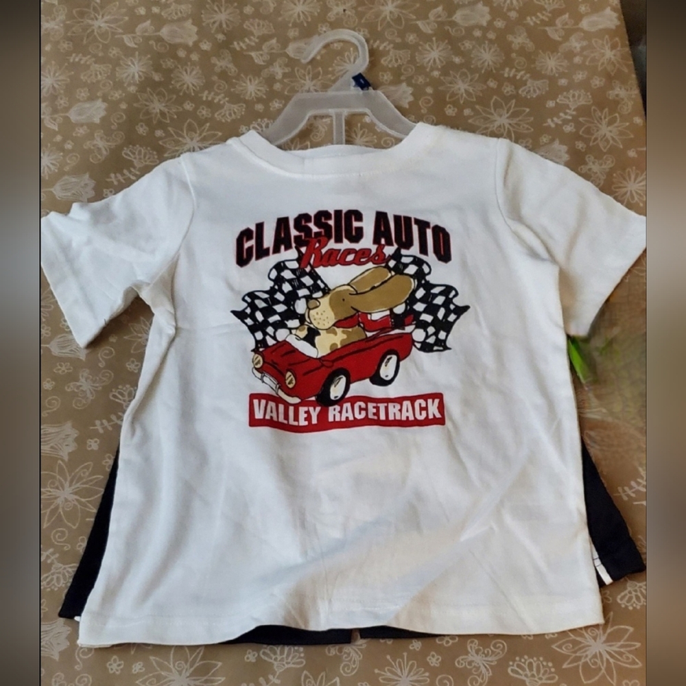 DG Baby Boy's 2 Pc Knit T Shirt And Shorts Outfit sz 18 mo Classic Auto Races